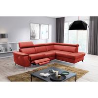 Ecksofa Lince Rot S: 257x197 Cm - Chromfarben/Rot, Design, Leder/Textil (257/197cm) - Livetastic