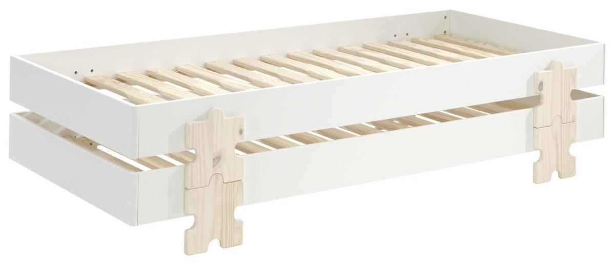 Stohovatelná postel MODULO bílá - barvy borovice/bílá, Moderní, dřevo/kompozitní dřevo (90/200cm) - MID.YOU