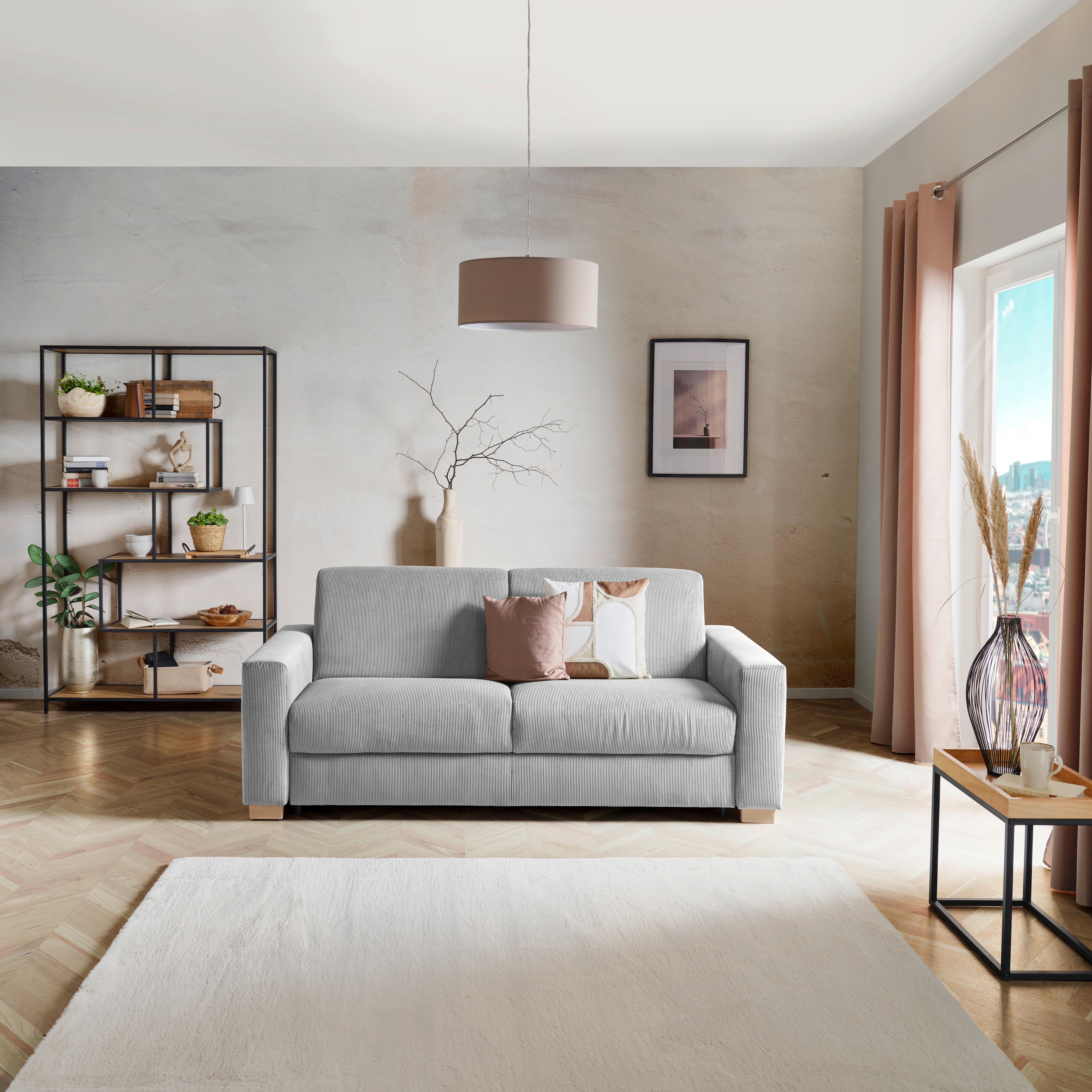 Schlafsofa Grau Lucy 198x96 Cm - Schwarz/Naturfarben, MODERN, Holz (198/84/96cm) - Luca Bessoni