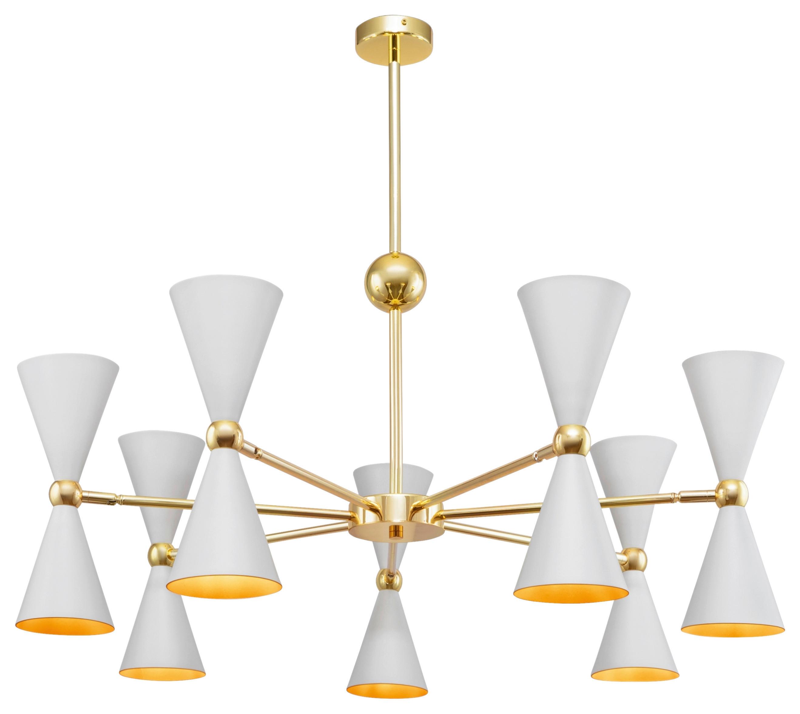 Kronleuchter Vesper - Goldfarben/Weiß, Basics, Metall (91/32/91cm) - MAYTONI
