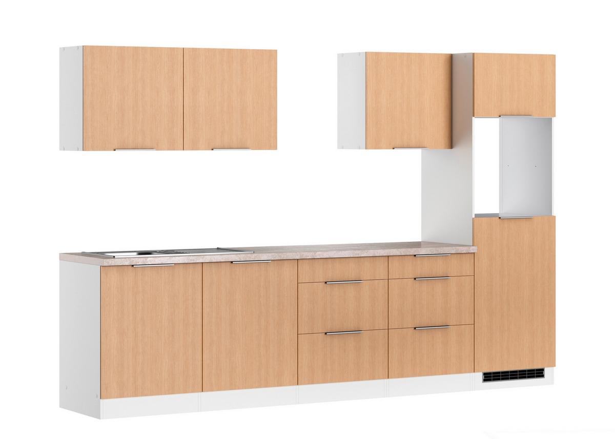 Küchenleerblock Glasgow Weiß/eichefarben B: 300 Cm - Eichefarben/Creme, LIFESTYLE, Holzwerkstoff (300cm) - Held