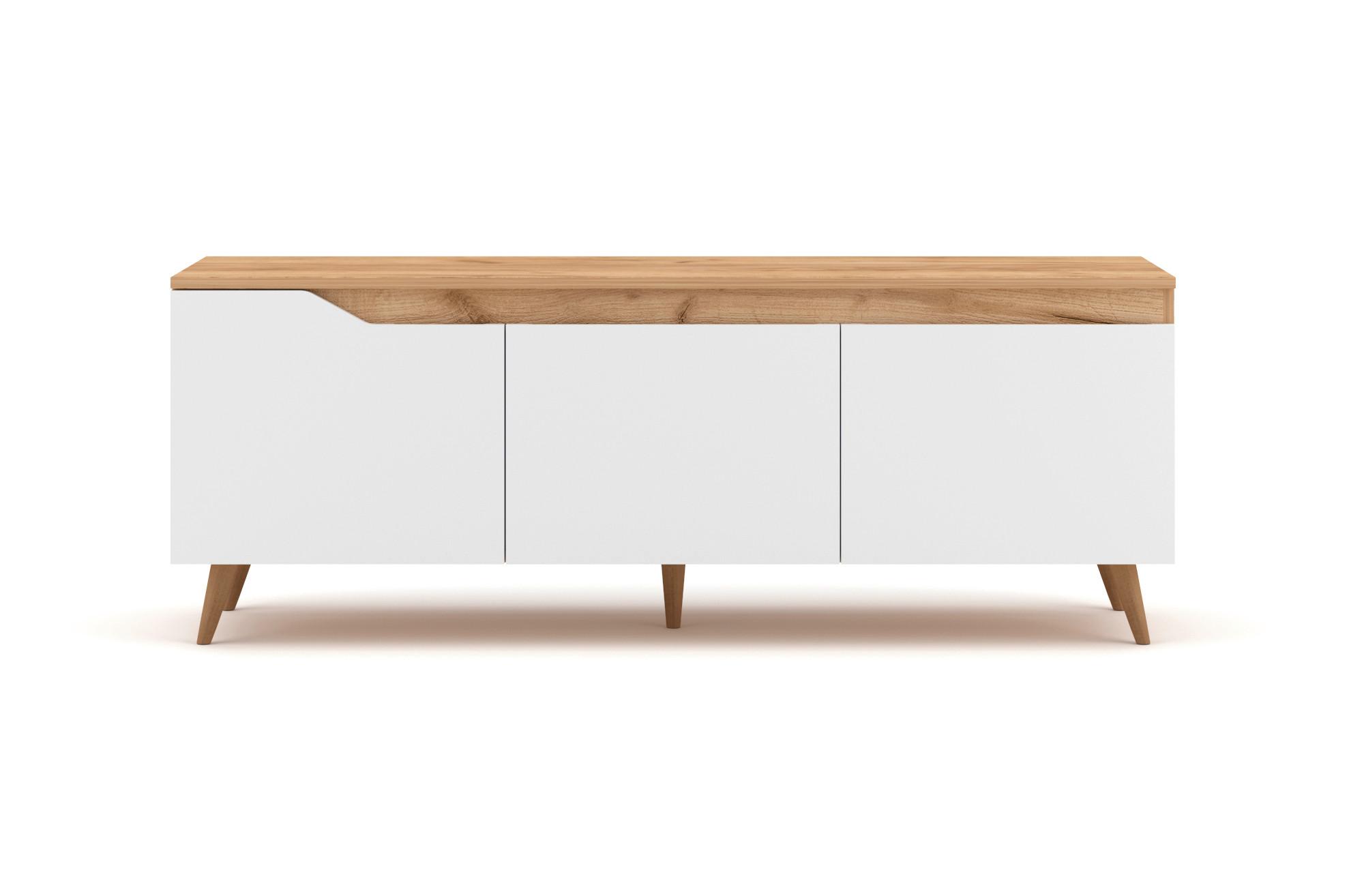 Tv-lowboard Tue B: 140 Cm Eichefarben, Weiß - Eichefarben/Kernbuche, Design, Holzwerkstoff (140/52/40cm) - Livetastic