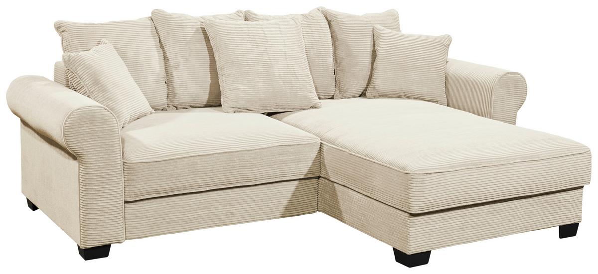 Ecksofa  Mit Bettkasten Maureen Cremefarben - Creme/Schwarz, KONVENTIONELL, Textil (255/185cm) - MID.YOU