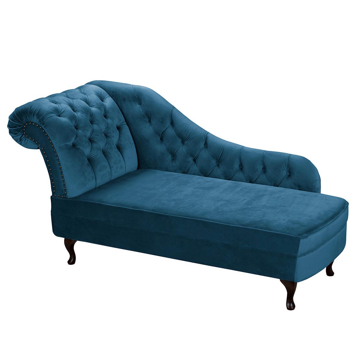 Récamiere Pako Dunkelblau B: 185cm - Braun/Dunkelblau, Design, Textil (185/93/75cm) - Livetastic