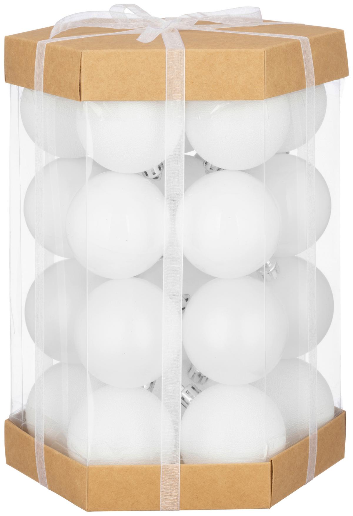 Christbaumkugel-Set Julia - Weiß, KONVENTIONELL, Kunststoff (6cm) - Luca Bessoni