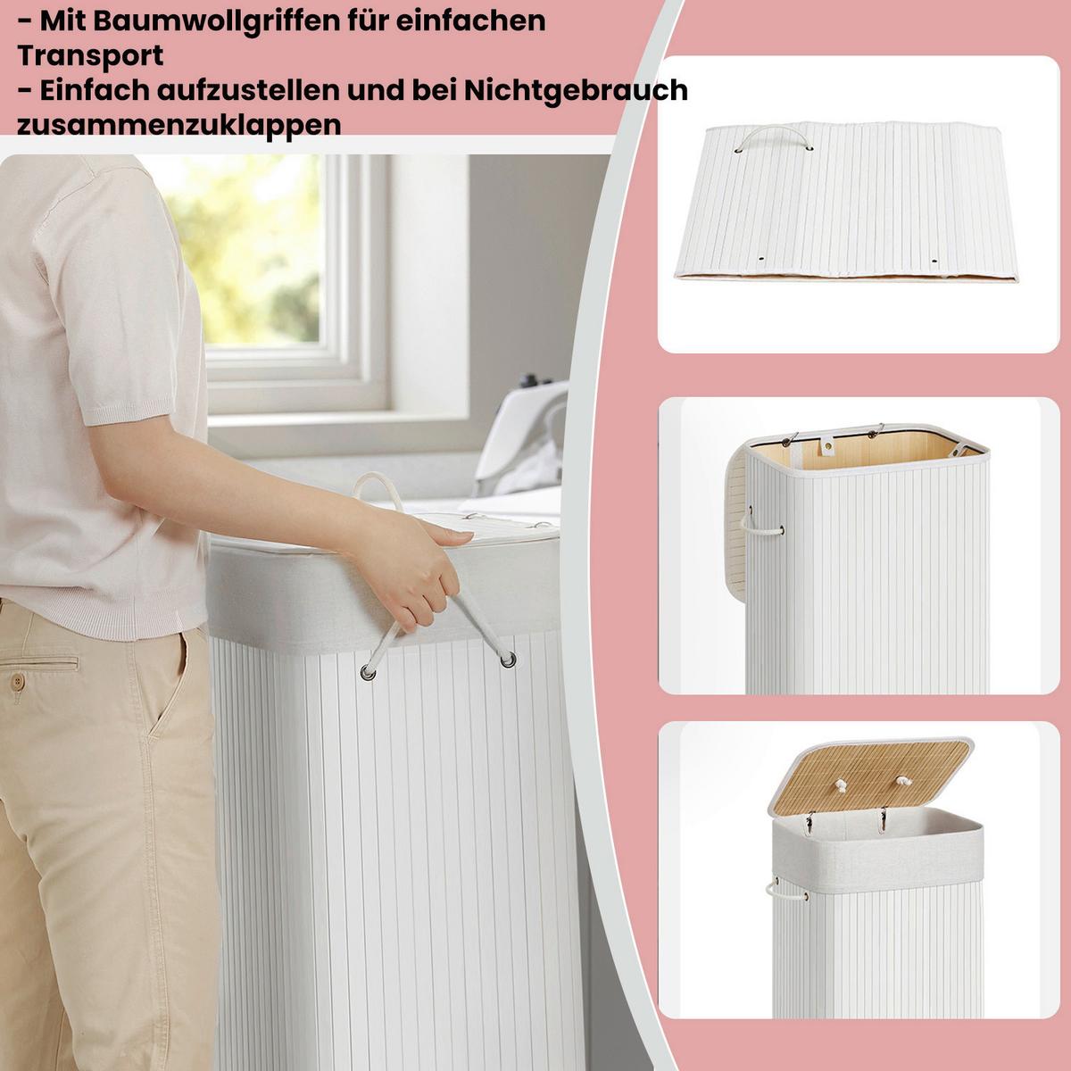 Wäschekorb Weiß B: 40 Cm - Weiß, Basics, Naturmaterialien/Textil (40/60/30cm)