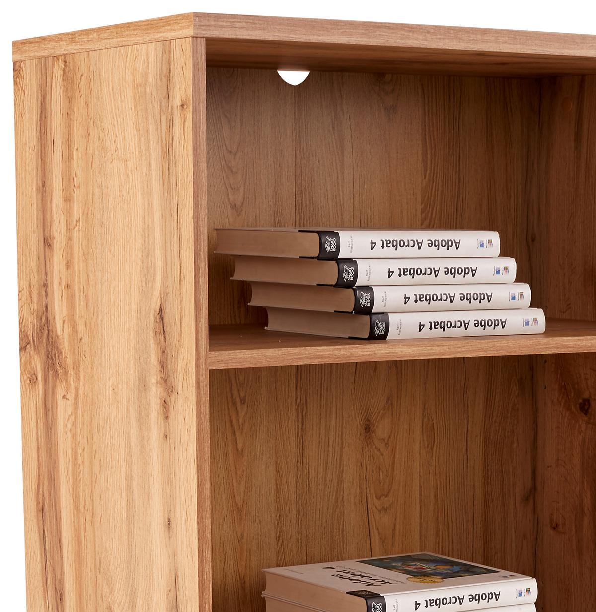 Regal 4-You New B 74 cm, Eiche Dekor - Eichefarben/Schwarz, MODERN, Holzwerkstoff (74/111,5/34,6cm)