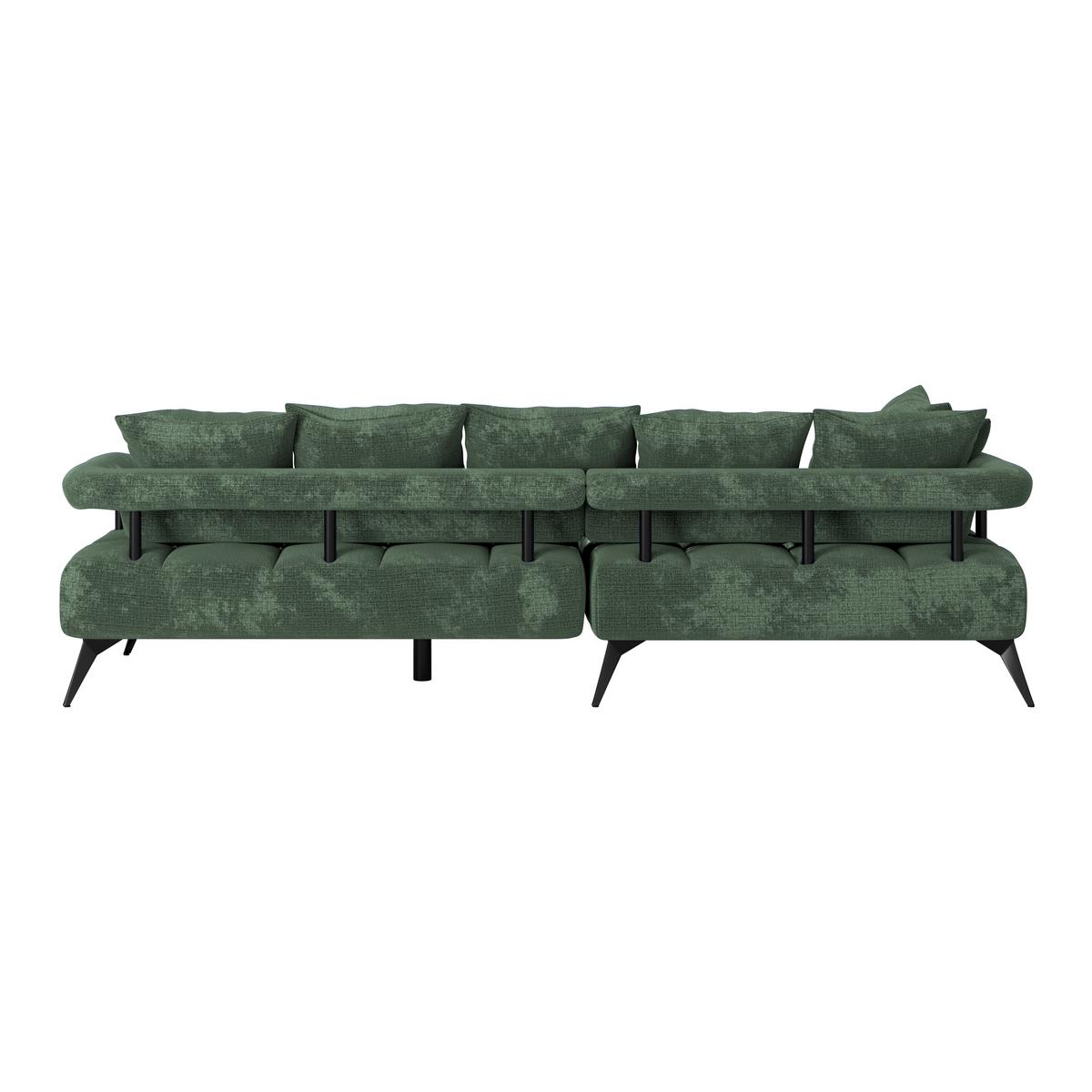 Sedacia súprava VANESSA NEW potrebná š. dverí 90 cm, ľavá - čierna/zelená, Modern, kov/textil (200/297cm)
