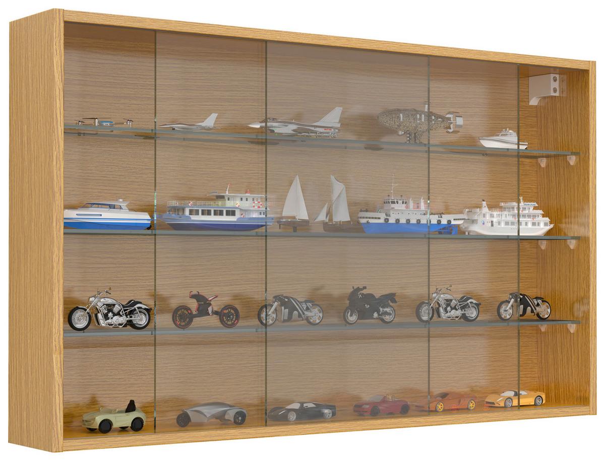 Hängevitrine Drivalo Eiche Dekor B: 100 cm - Honigeiche/Transparent, Design, Glas/Holzwerkstoff (100/60/15cm) - MID.YOU