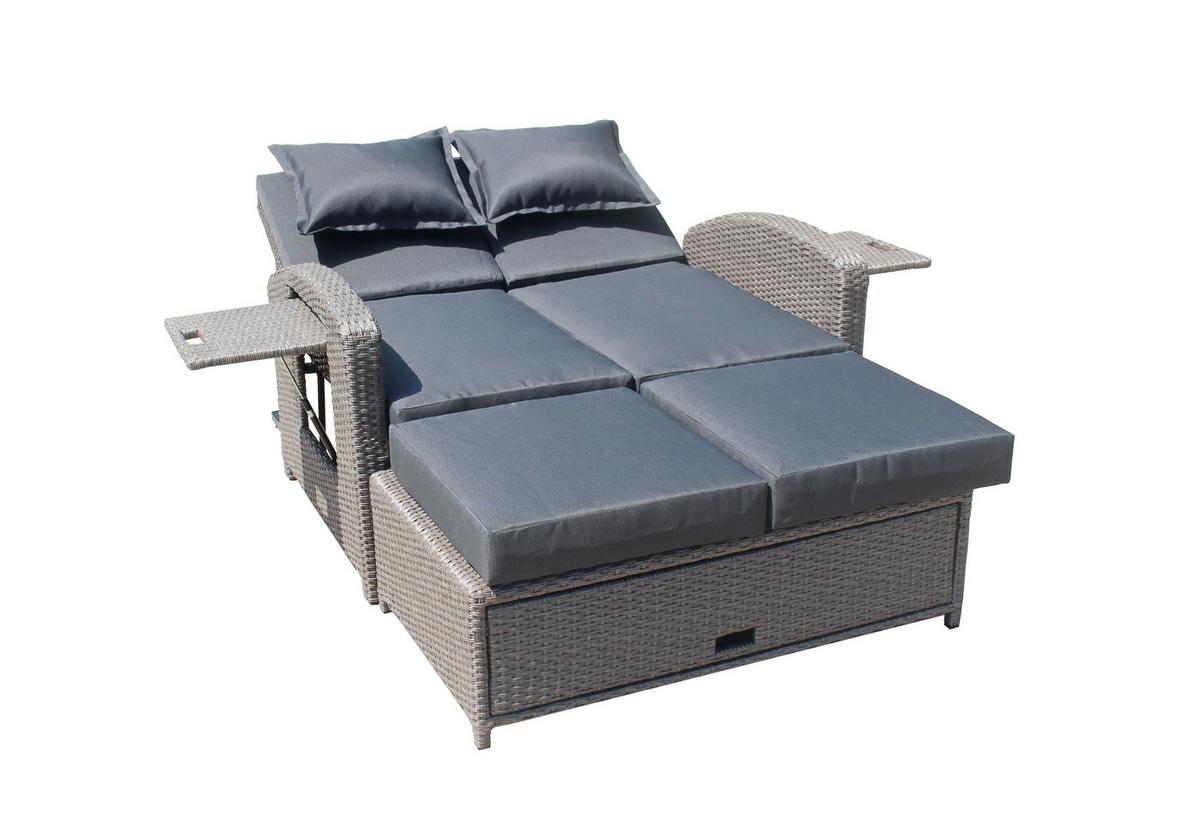 Loungesofa Nizza - Schwarz, Basics, Kunststoff/Textil - Gardenson