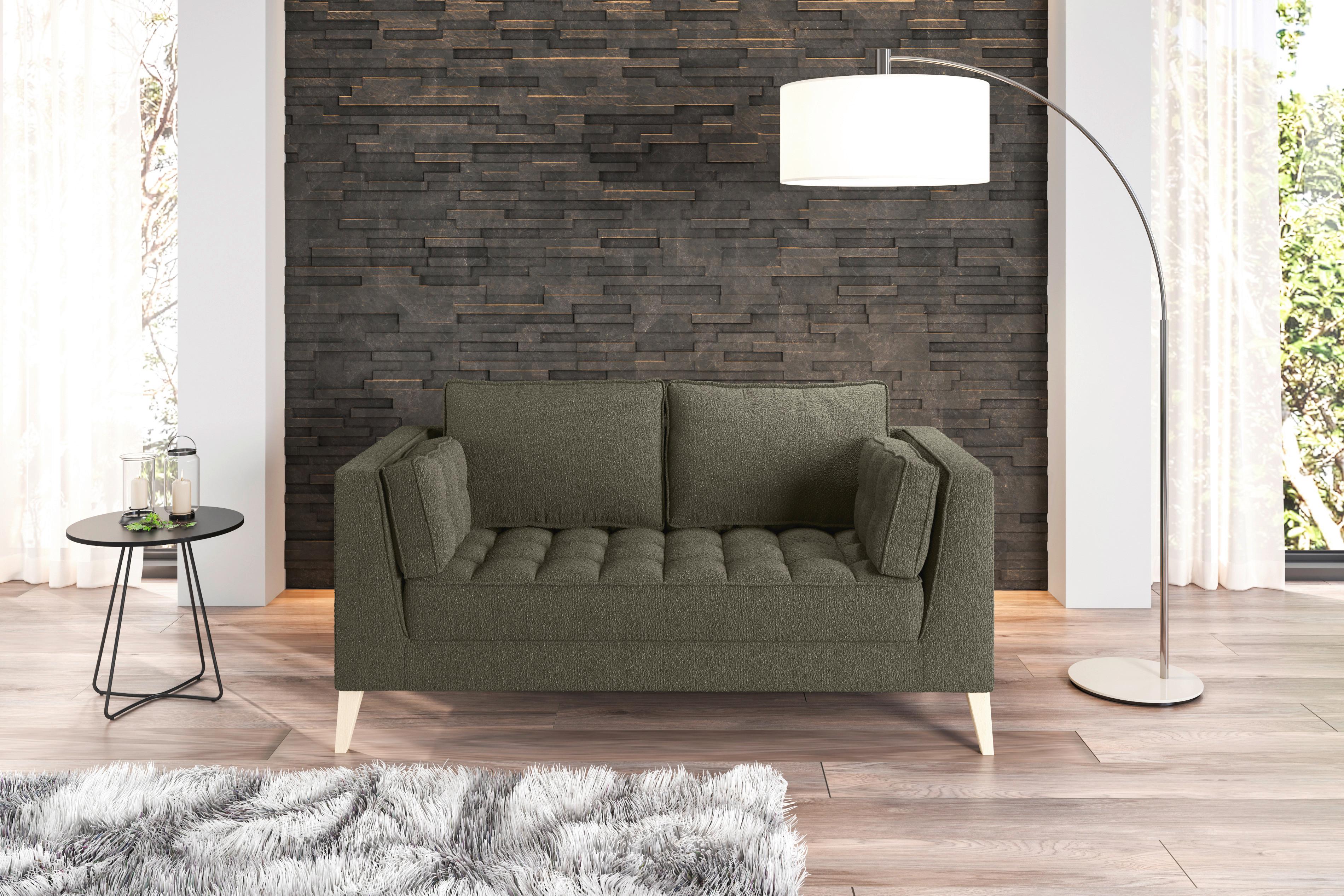 2-sitzer-sofa Doti Dunkelgrün - Dunkelgrün/Naturfarben, Design, Textil (110/95/85cm) - MID.YOU