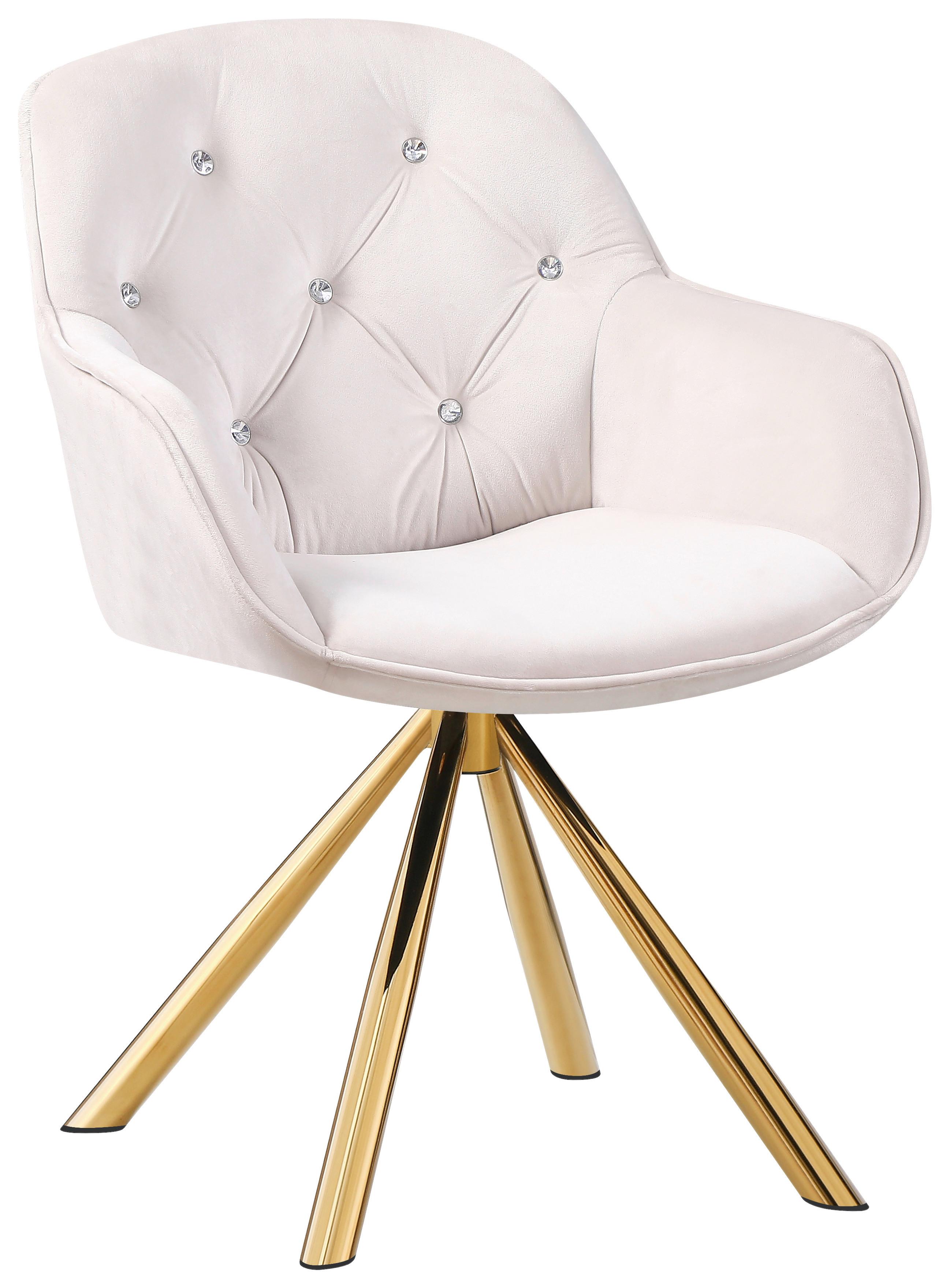 Armlehnstuhl Marilyn Beige Sitzfl. 360° Drehbar, B: 62 Cm - Beige/Goldfarben, KONVENTIONELL, Textil/Metall (62/85/61cm)