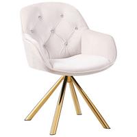 Armlehnstuhl Marilyn Beige Sitzfl. 360° Drehbar, B: 62 Cm - Beige/Goldfarben, KONVENTIONELL, Textil/Metall (62/85/61cm)
