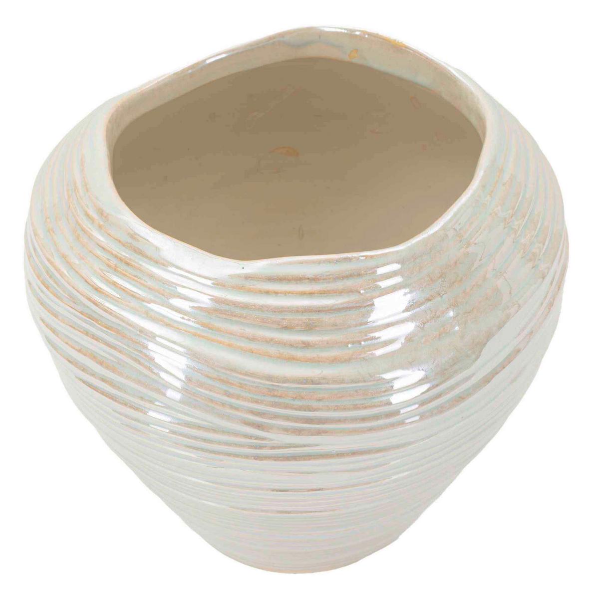 Vase Round Vase Perlmutt B: 22 cm - Perlmutt, Basics, Keramik (22/20/22cm)