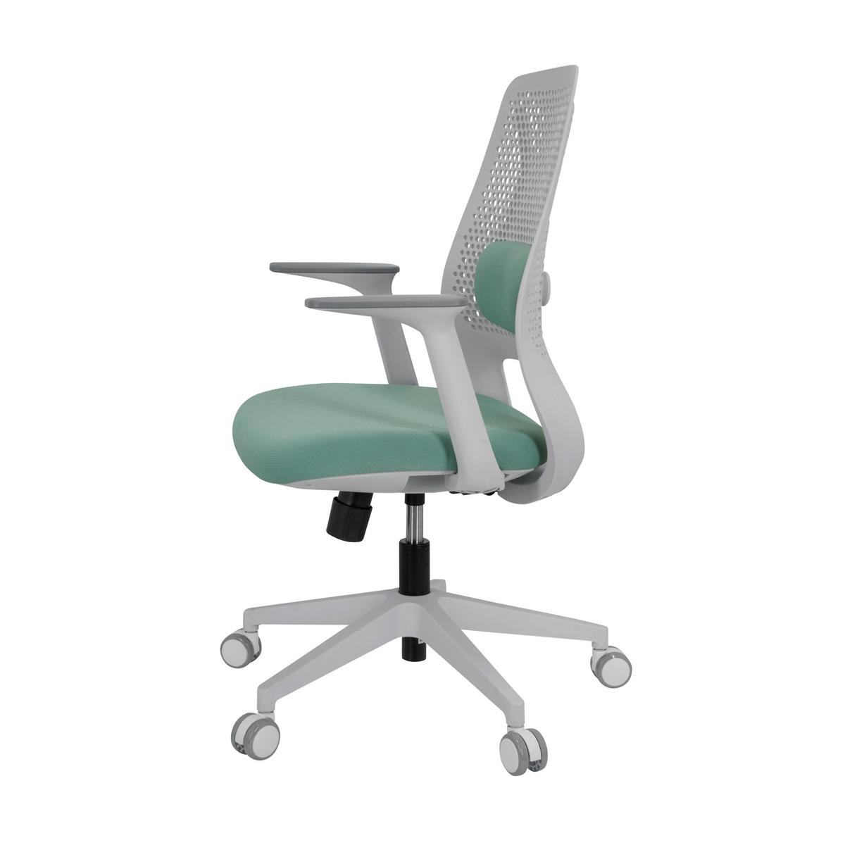 Bürostuhl Parferio Weiß/ Mintgrün Bis 110 Kg - Weiß/Mintgrün, Basics, Kunststoff/Textil (63/99/56cm) - MID.YOU
