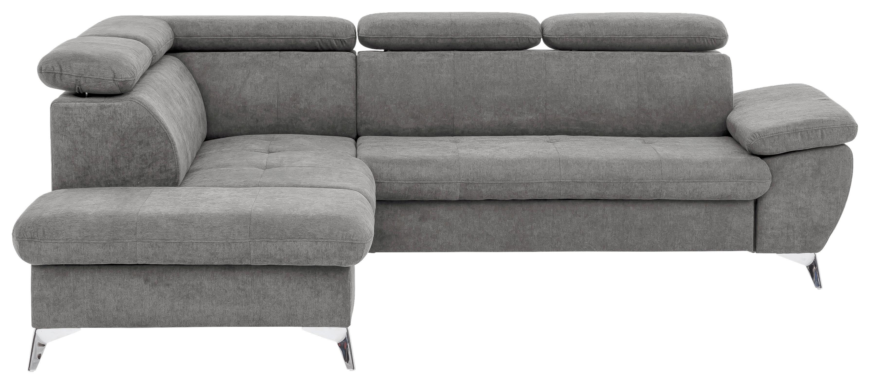 Ecksofa Mit Schlaffunktion Gisele Und Bettkasten Grau - Chromfarben/Grau, KONVENTIONELL, Textil (209/256cm) - Livetastic