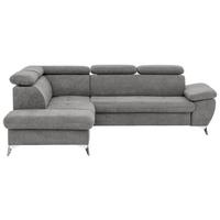 Ecksofa Mit Schlaffunktion Gisele Und Bettkasten Grau - Chromfarben/Grau, KONVENTIONELL, Textil (209/256cm) - Livetastic