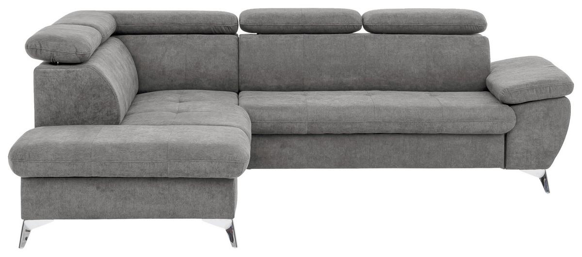 Ecksofa Mit Schlaffunktion Gisele Und Bettkasten Grau - Chromfarben/Grau, KONVENTIONELL, Textil (209/256cm) - Livetastic
