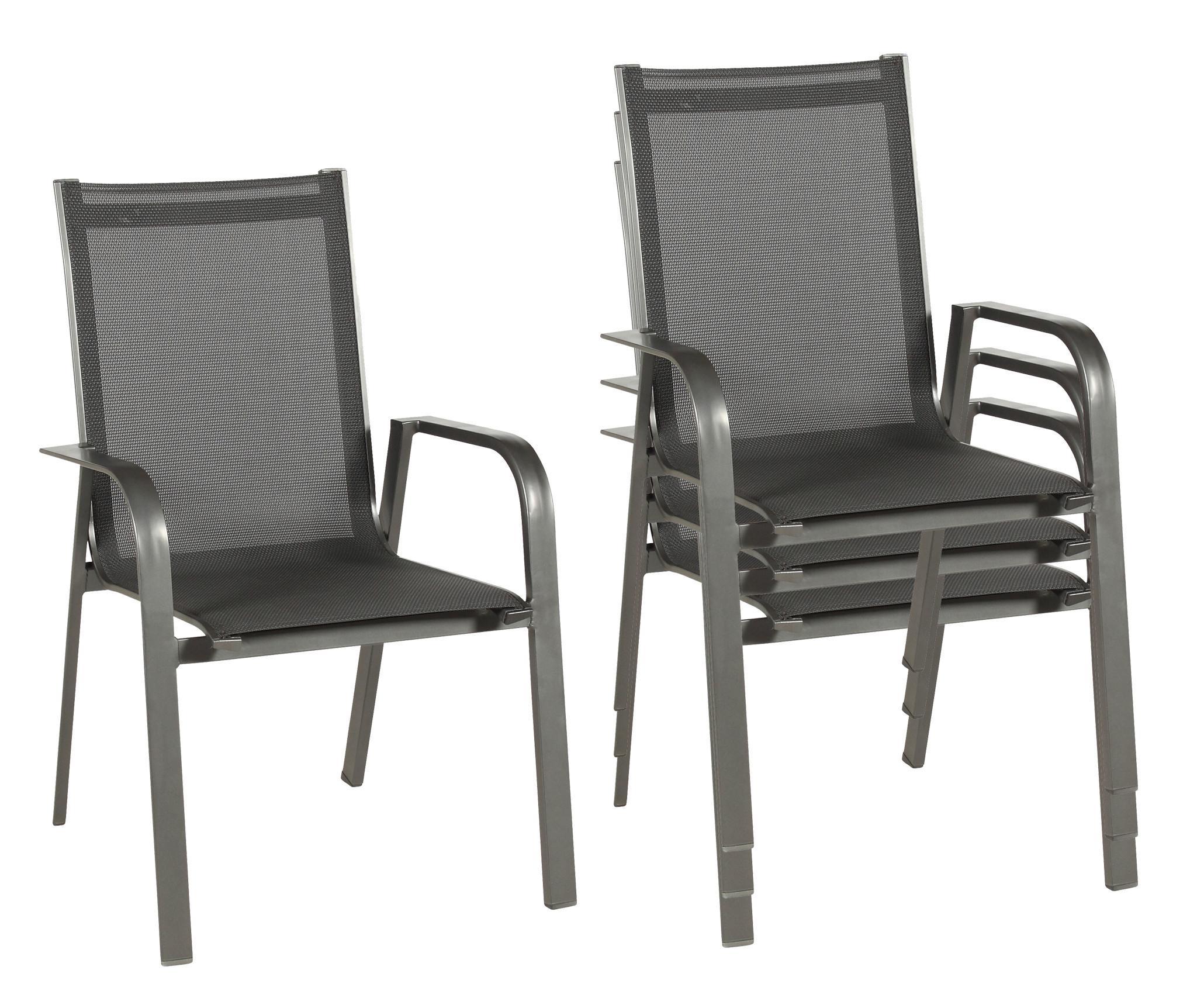 Gartensessel stapelbar Urban 4er-Set Aluminium/Textil - Anthrazit/Schwarz, Basics, Textil/Metall (69/97/62cm) - Acamp