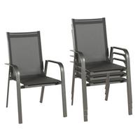Gartensessel stapelbar Urban 4er-Set Aluminium/Textil - Anthrazit/Schwarz, Basics, Textil/Metall (69/97/62cm) - Acamp