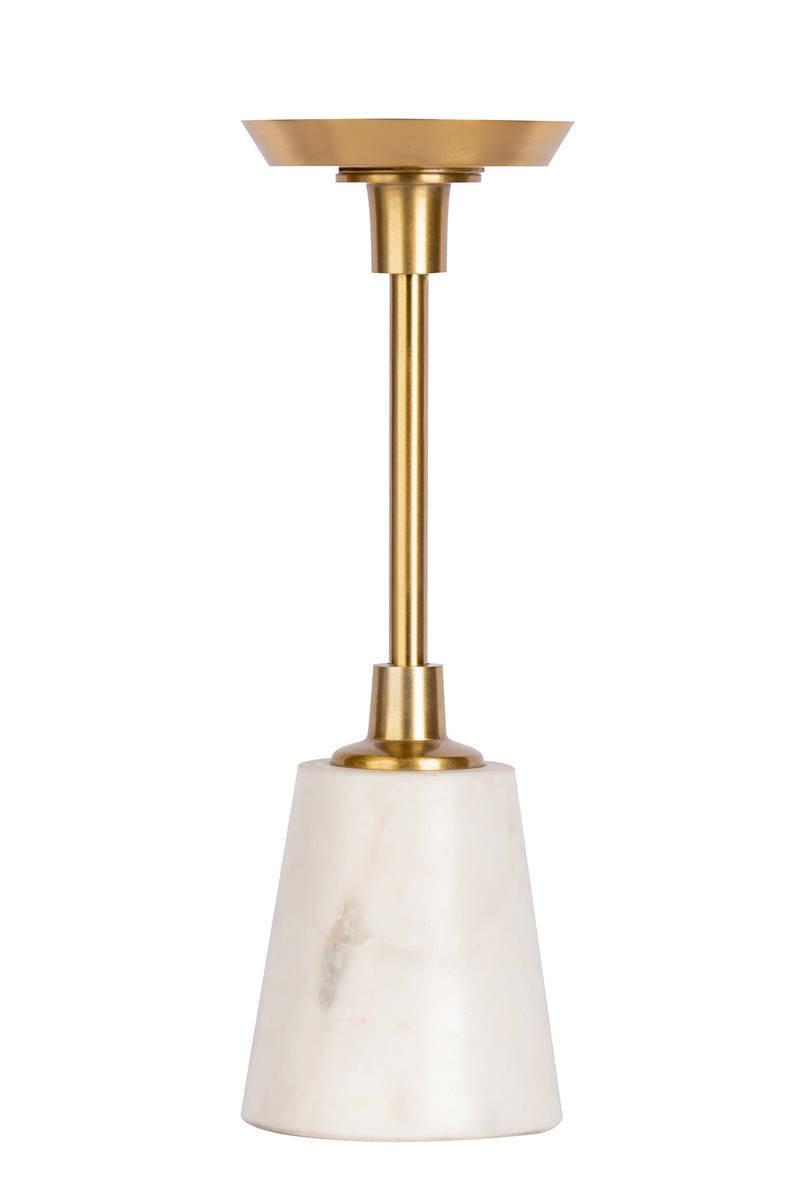 Kerzenständer Fayya Weiß/ Goldfarben Dxh 10x30 Cm - Goldfarben/Weiß, Trend, Stein/Metall (10/30/10cm) - Kayoom
