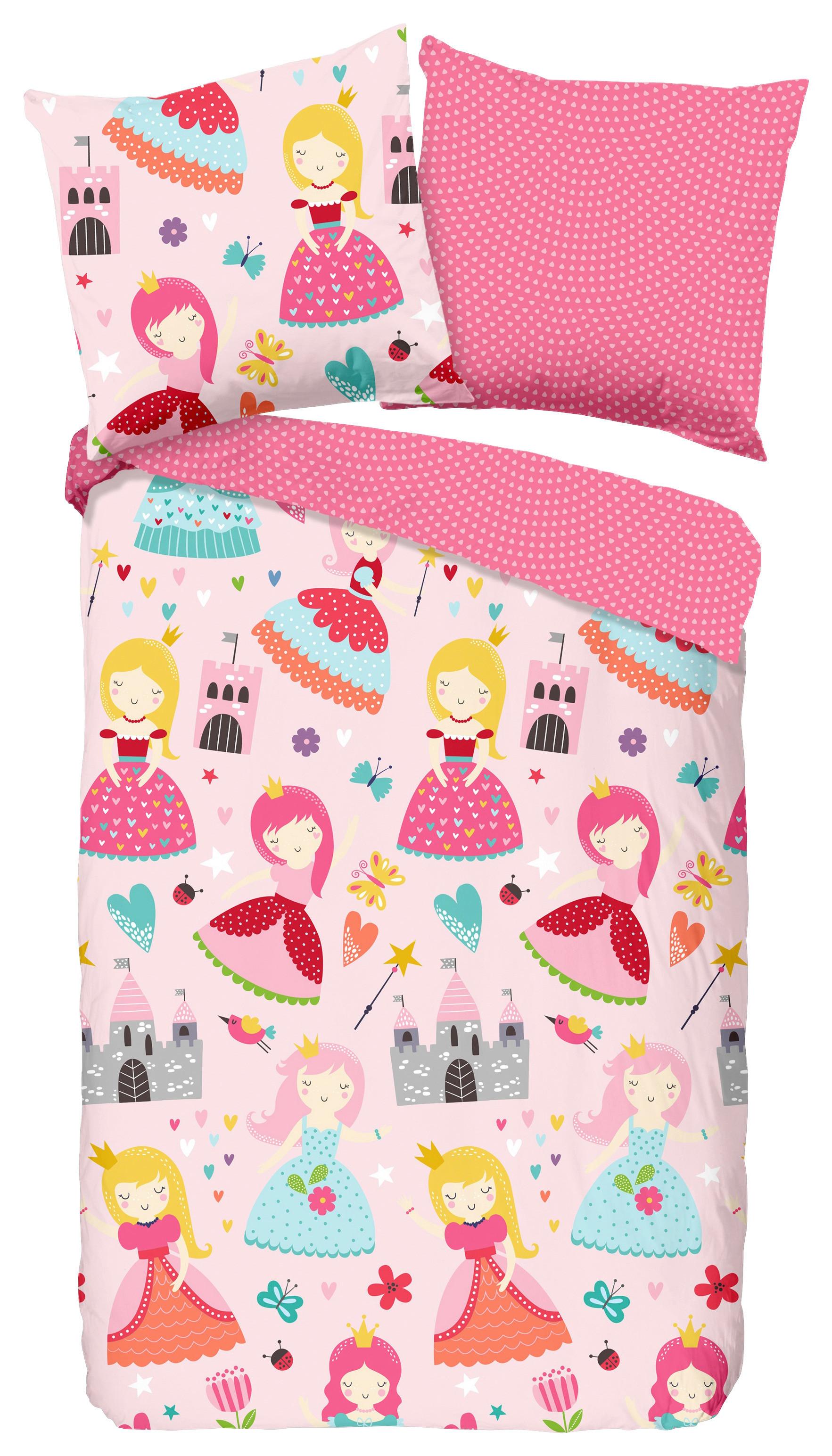 Kinderbettwäsche Royalty Rosa Rot 135x200 cm