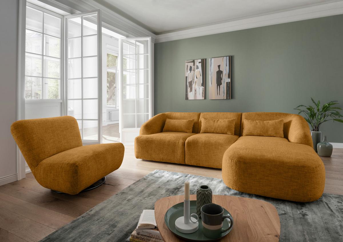 Ecksofa Caponi Goldfarben S: 256x160 Cm - Goldfarben/Schwarz, MODERN, Textil (256/160cm) - Livetastic