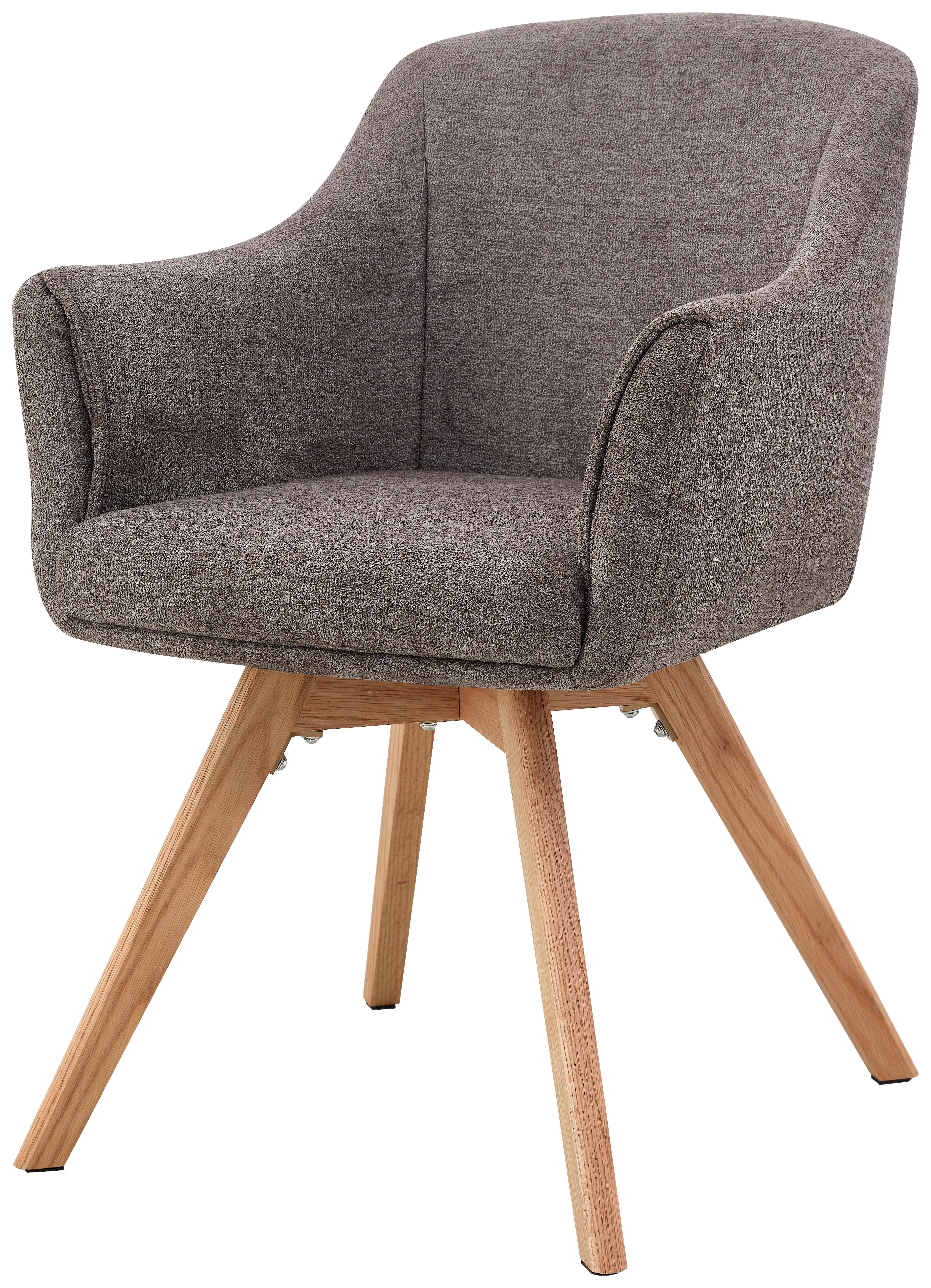 Armlehnstuhl Mats Webstoff braun, drehbar - Braun/Naturfarben, KONVENTIONELL, Holz/Textil (61/85,5/63,5cm) - Livetastic
