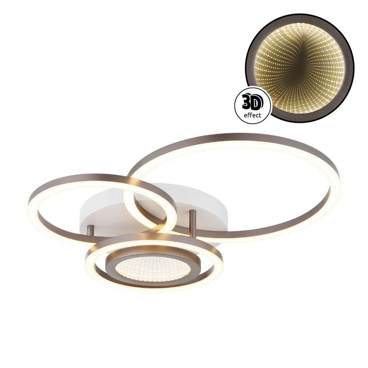 LED-Deckenleuchte 3000k, 40w - Braun/Weiß, Design, Kunststoff/Metall (49/39/10cm) - Globo