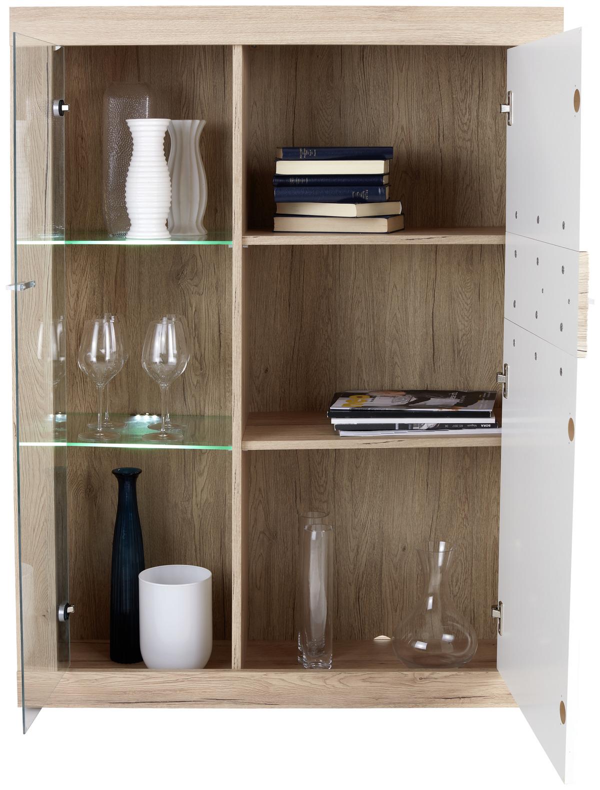 VITRÍNA MALTA - čierna/biela, Modern, kompozitné drevo/plast (96/132/35cm)