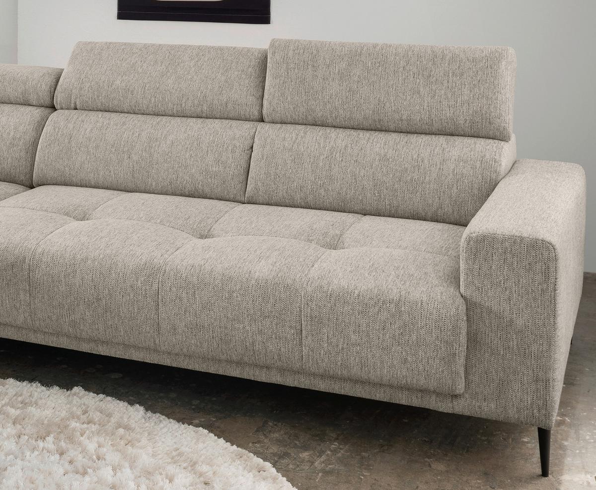 Ecksofa Intera, Beige S: 188x276 Cm - Beige/Schwarz, KONVENTIONELL, Textil (188/276cm) - Livetastic