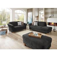 Récamiere Gotland V, Schwarz B: 194 cm - Schwarz/Naturfarben, KONVENTIONELL, Textil (194/84/91cm) - Sit & More