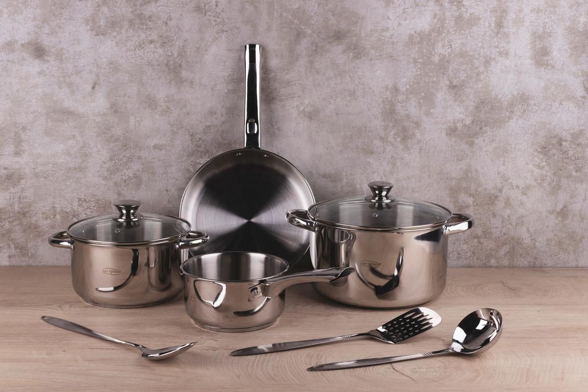 Kochtopfset Edelstahl 9-Teilig - Edelstahlfarben/Silberfarben, Basics, Metall (49/26.5/19cm)
