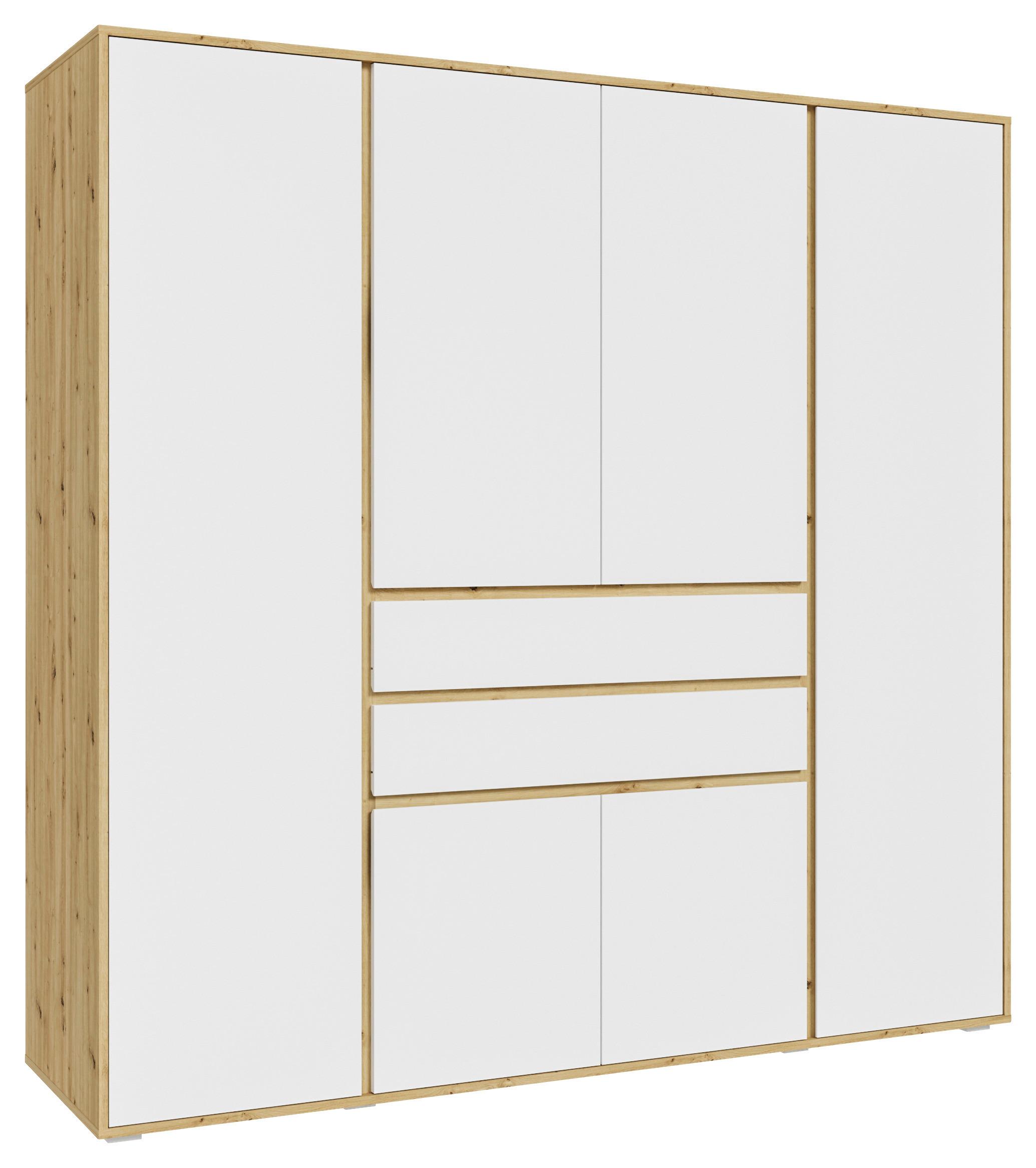 Drehtürenschrank Falun Weiß /Eiche Artisan Dekor B: 197cm