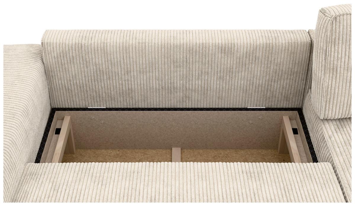 Ecksofa Chance, Creme S:265x164 cm - Creme/Schwarz, MODERN, Textil (265/164cm) - Trendmanufaktur