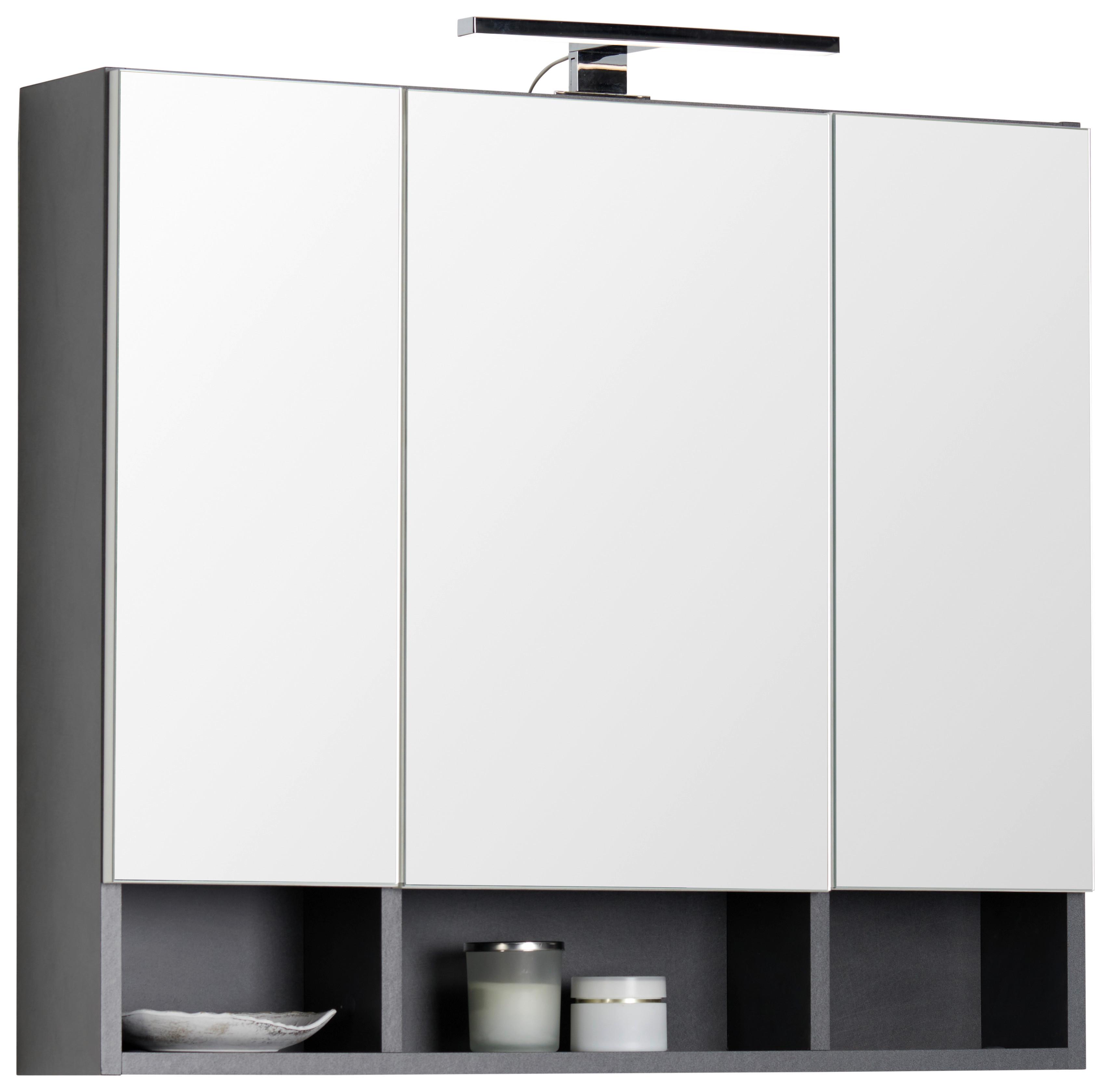 Spiegelschrank Alassio Mit Led 3-Türig Bht: 80x71x17 Cm - MODERN, Holzwerkstoff (80/71/17cm) - Luca Bessoni