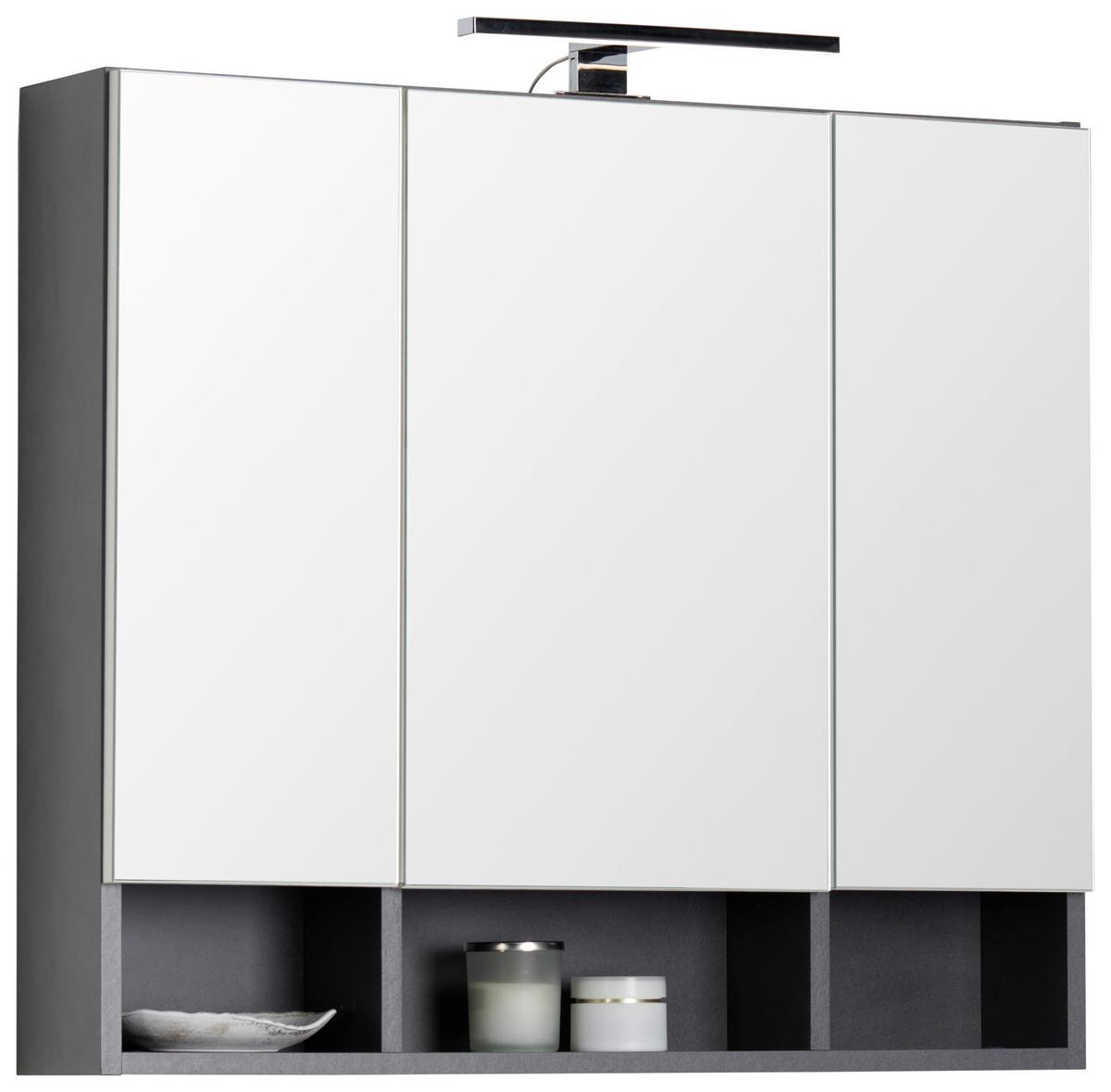 Spiegelschrank Alassio Mit Led 3-Türig Bht: 80x71x17 Cm - MODERN, Holzwerkstoff (80/71/17cm) - Luca Bessoni