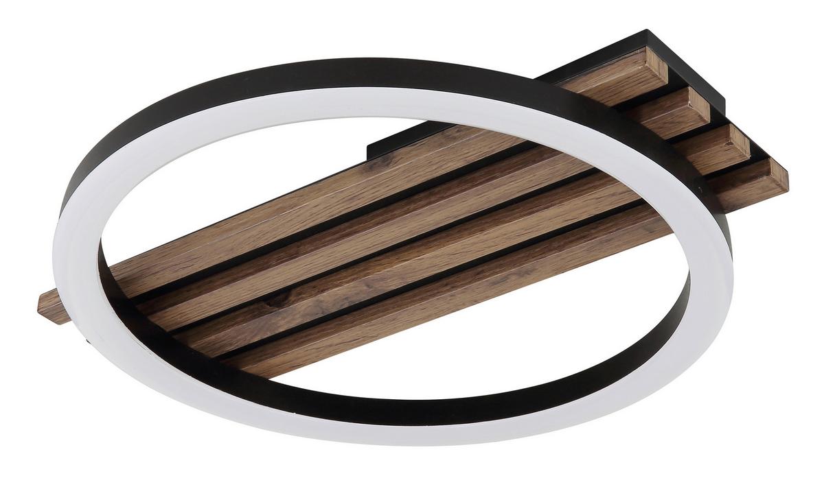 LED-Deckenleuchte Tisha L:34cm Schwarz Weiß Dunkelbraun - Dunkelbraun/Schwarz, Natur, Holzwerkstoff/Kunststoff (34/30/6cm) - Globo