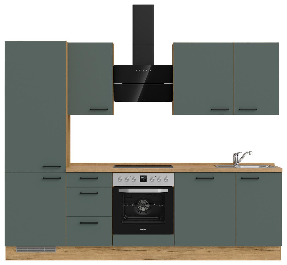 Küchenleerblock Easytouch High-Line, H6 Links - Dunkelgrün/Eichefarben, MODERN, Holzwerkstoff (270cm) - Nobilia