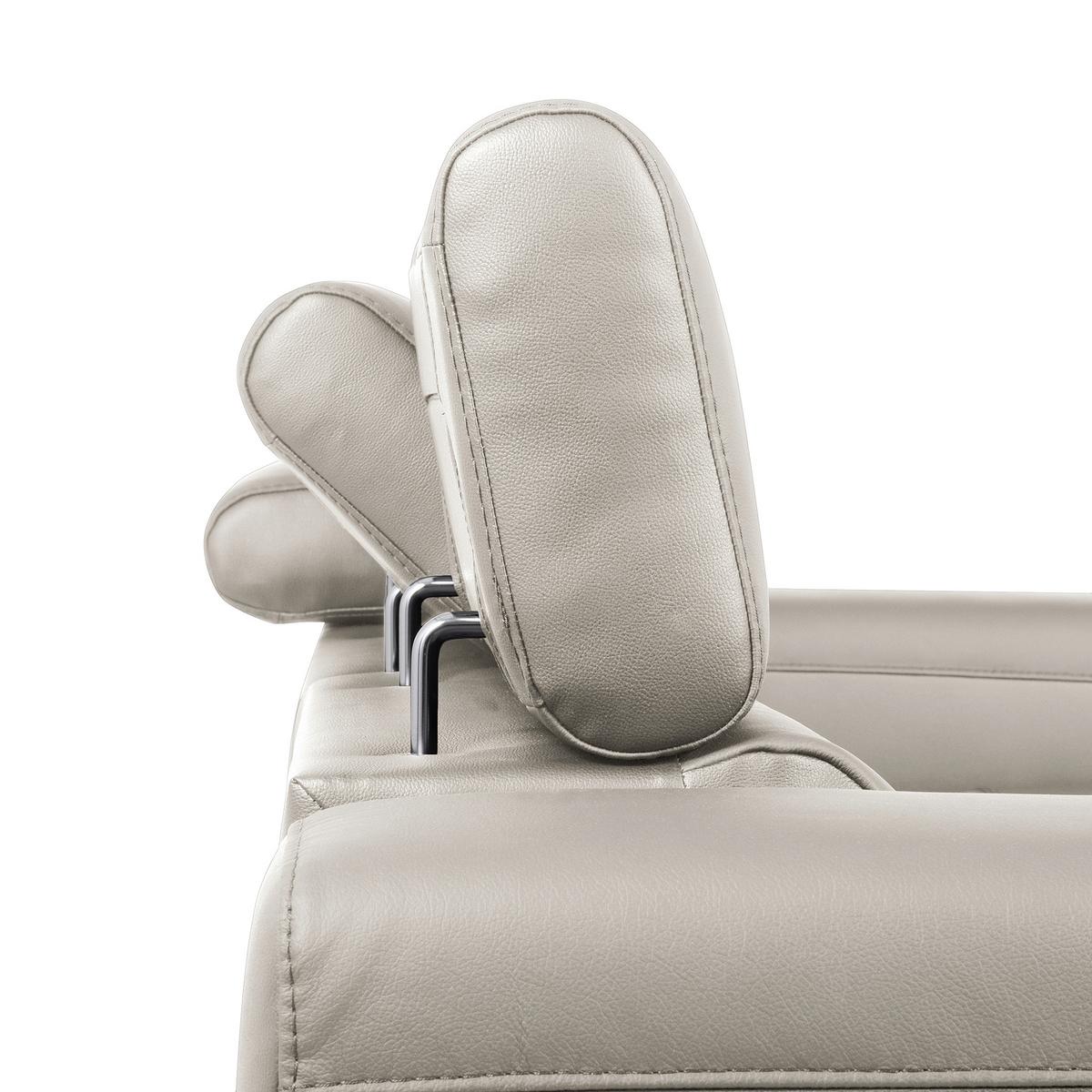 Ecksofa Torino Teilleder Platinfarben 173x247 - Platinfarben/Schwarz, Design, Leder/Textil (173/247cm) - Livetastic