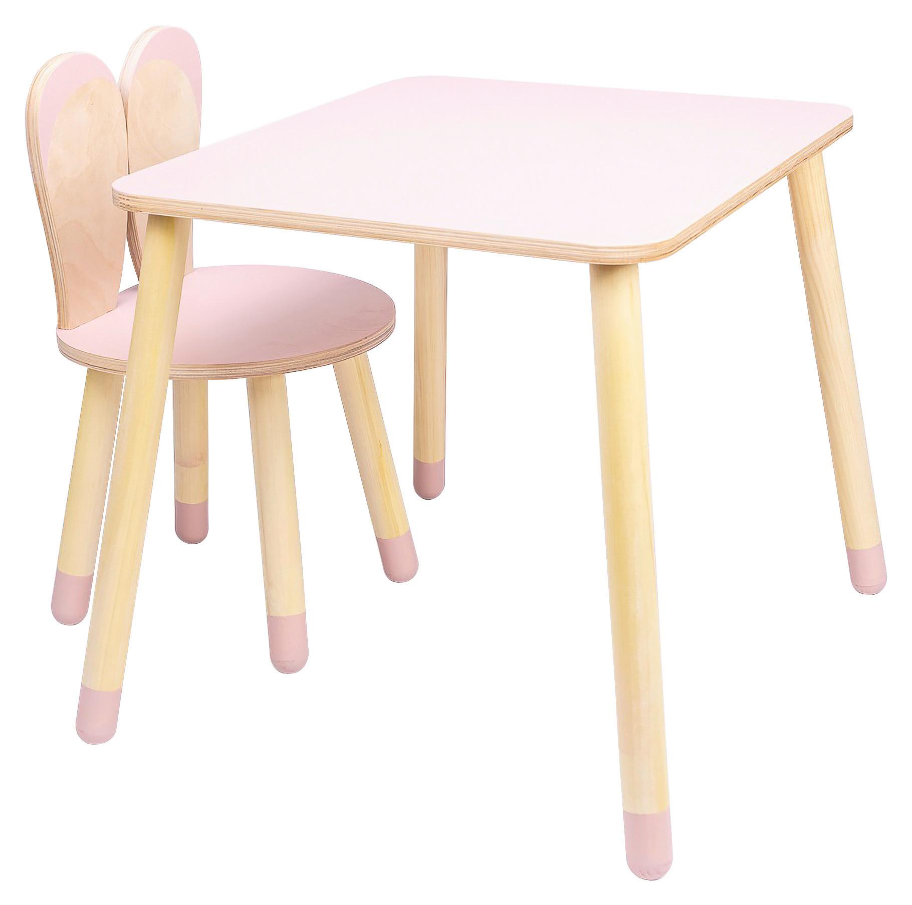 Kindersitzgruppe Bunny Table And Chair Set Pink/naturfarben - Pink/Naturfarben, Basics, Holz (51,5/60/50cm)