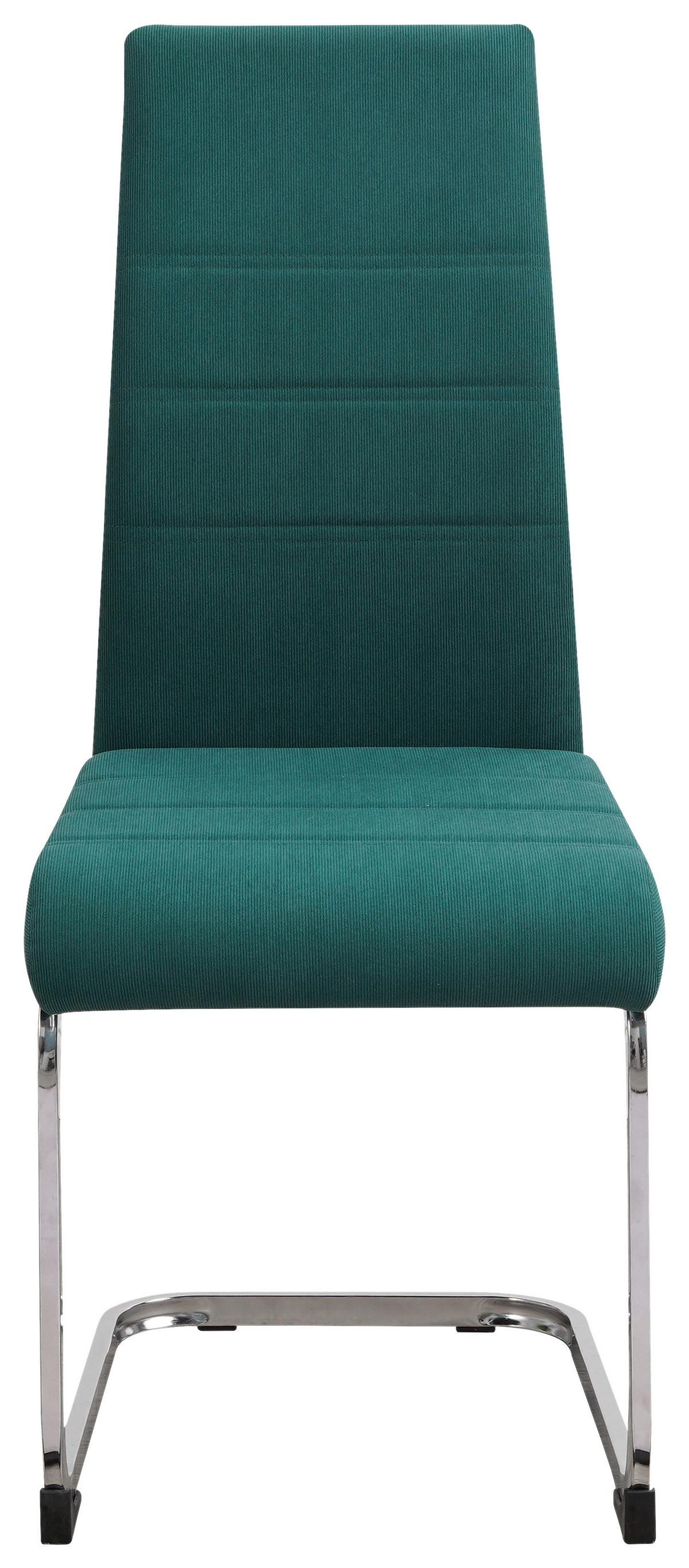 Schwingstuhl Donna Grün Gepolstert - Chromfarben/Grün, KONVENTIONELL, Textil/Metall (42/99/56cm)