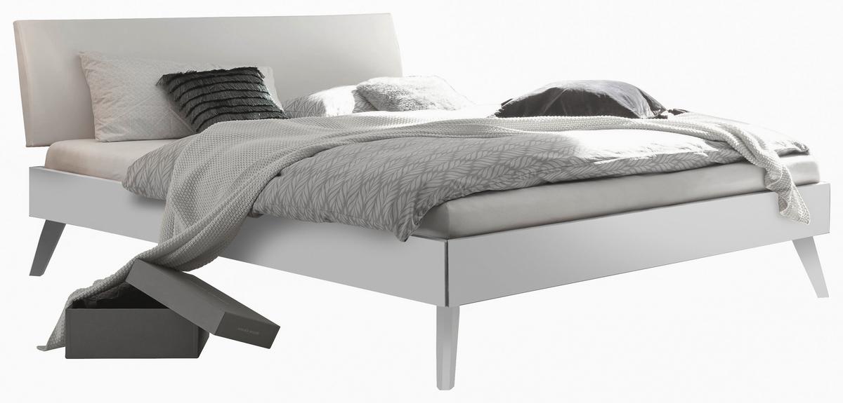 Bett Pesaro Mit Gepolstertem Kopfteil 160x200 - Weiß, Design, Holzwerkstoff/Textil (160/200cm) - Hasena