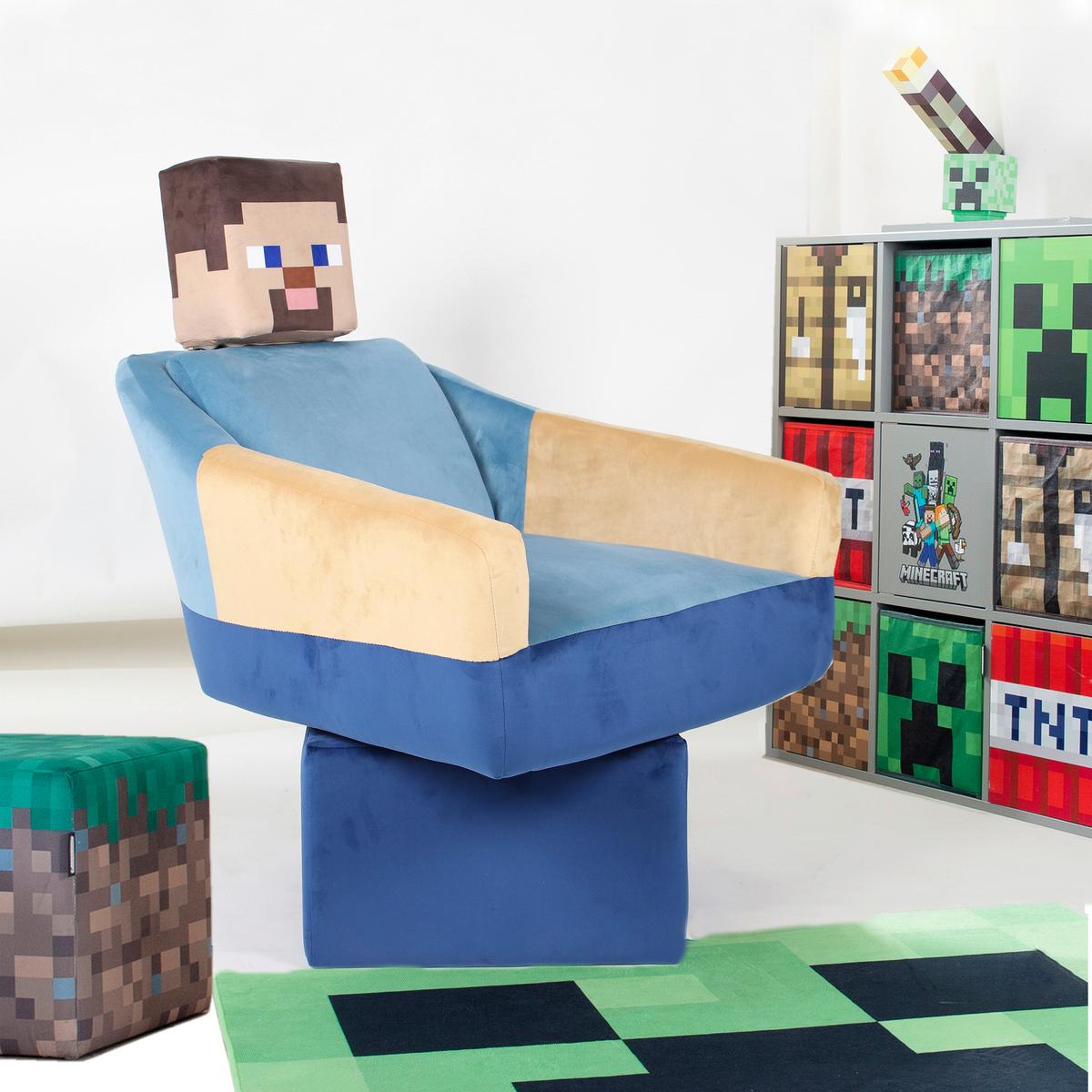 Polstersessel mit Armlehnen Minecraft Stoffbezug Bunt - Blau/Multicolor, MODERN, Textil (69/96/75cm) - Minecraft