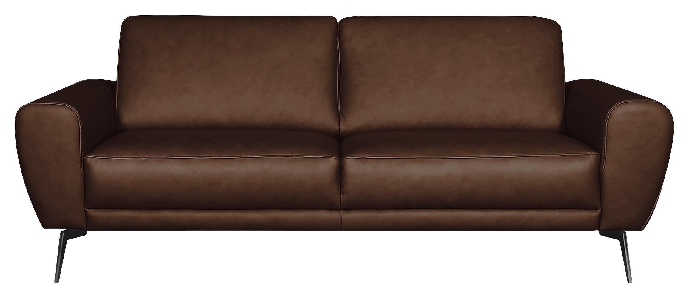 3-Sitzer-Sofa Spring, Dunkelbraun B: 207 cm - Dunkelbraun/Schwarz, Design, Leder (207/85/92cm) - Livetastic