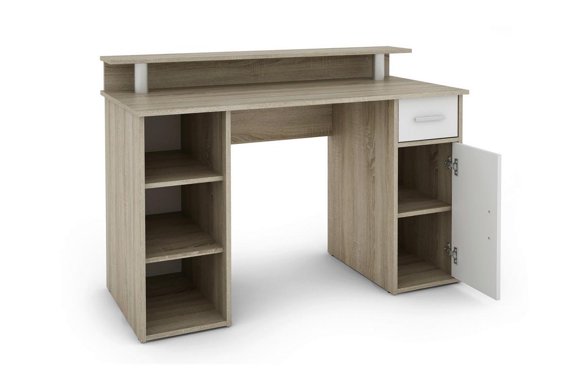 Schreibtisch Diego Sonoma Eiche Dekor B: 120 cm - Weiß/Sonoma Eiche, LIFESTYLE, Holzwerkstoff (120/55/88cm) - MID.YOU