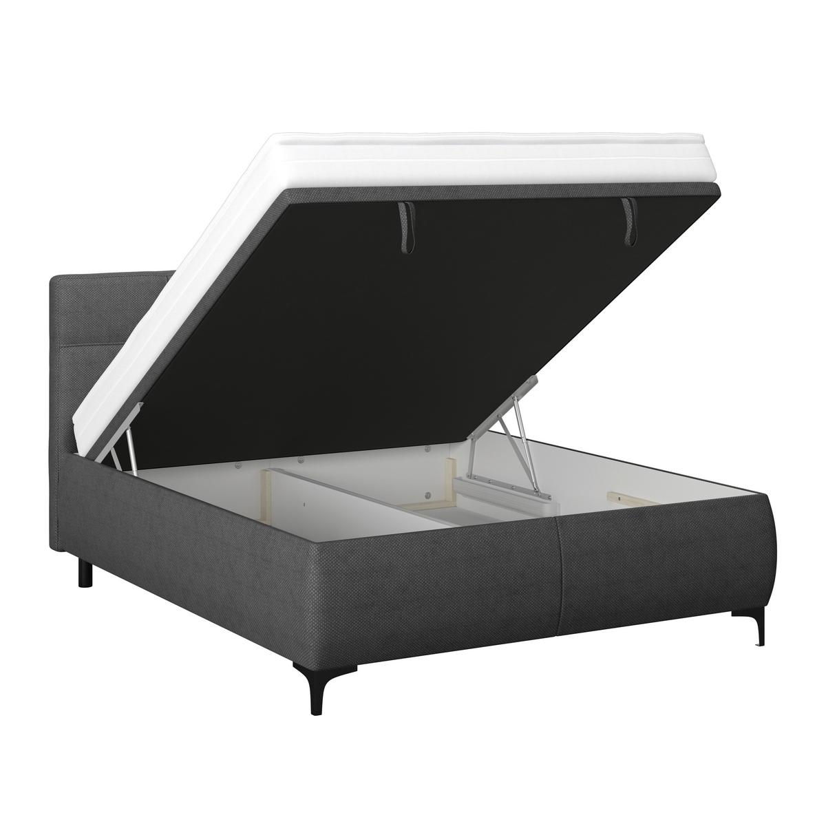 Polsterbett Zeni 140 - Schwarz/Weiß, KONVENTIONELL, Holz/Textil (140/200cm)