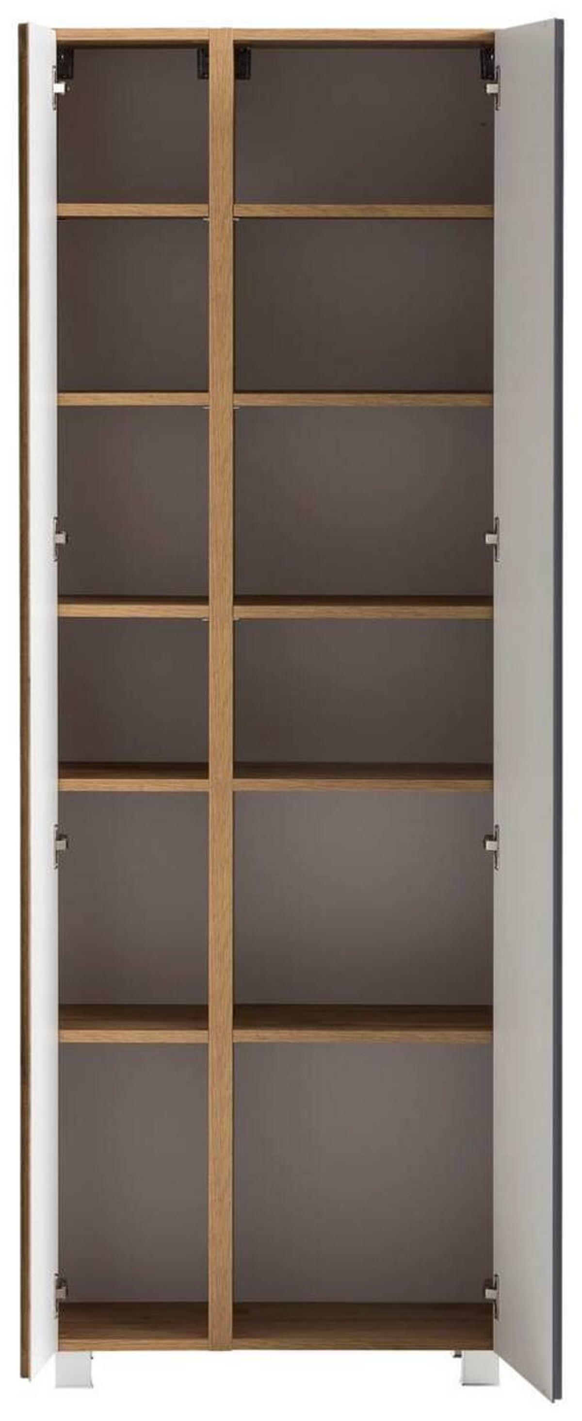 Hochschrank Varese B: 65 Cm Grau/eiche Wotan - Eiche Wotan/Grau, MODERN, Holzwerkstoff (65/180/35cm) - Held