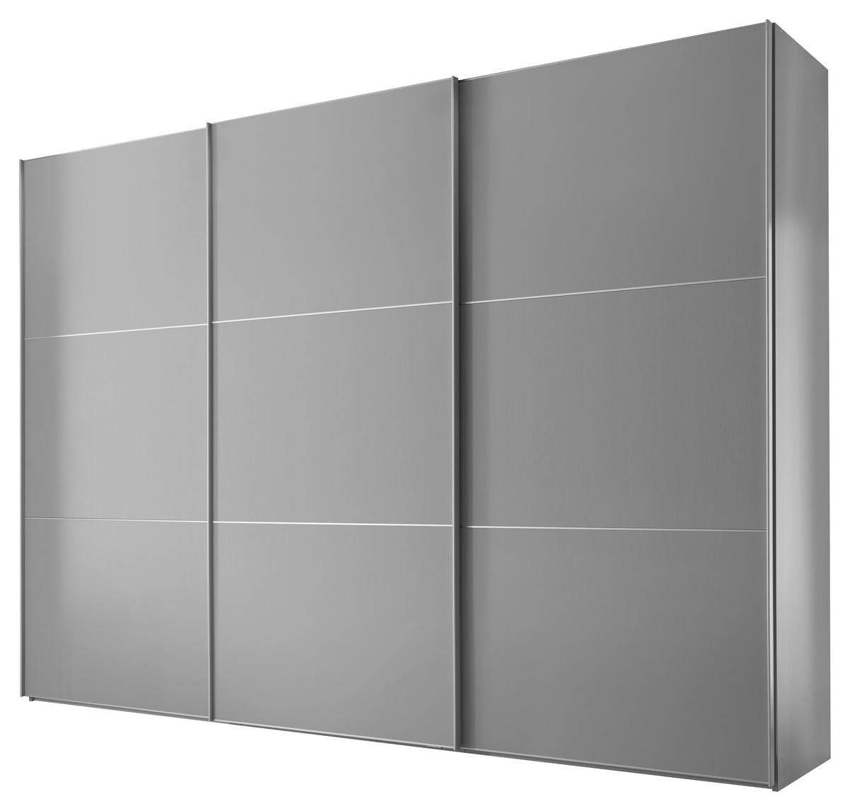 Schwebetürenschrank B: 280cm Includo, Grau - Grau, MODERN (280/222/68cm) - MID.YOU