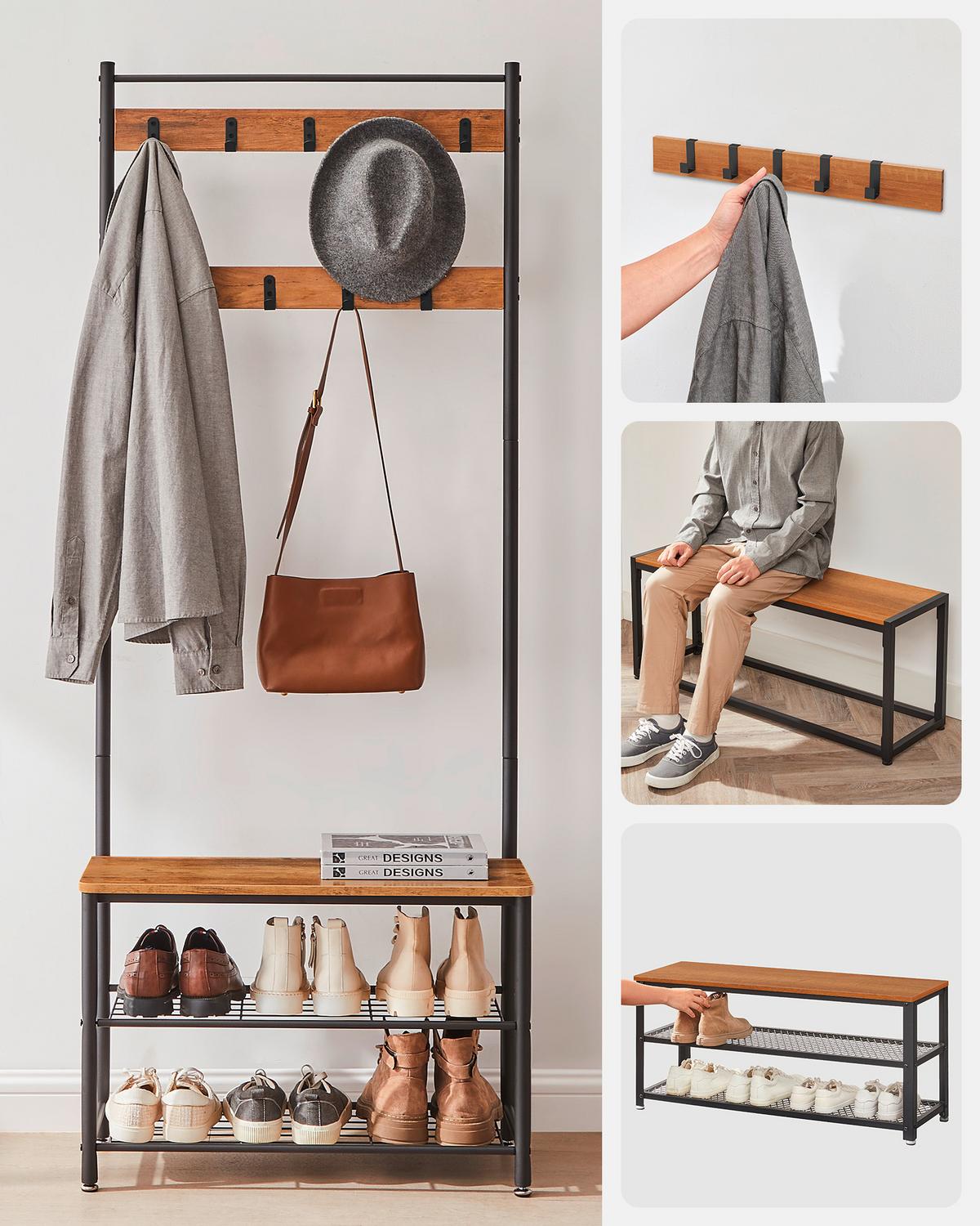 PREDSIEŇOVÝ NÁBYTOK EICHE - čierna/farba duba, Trend, kov/kompozitné drevo (70/175/32cm) - Boxxx